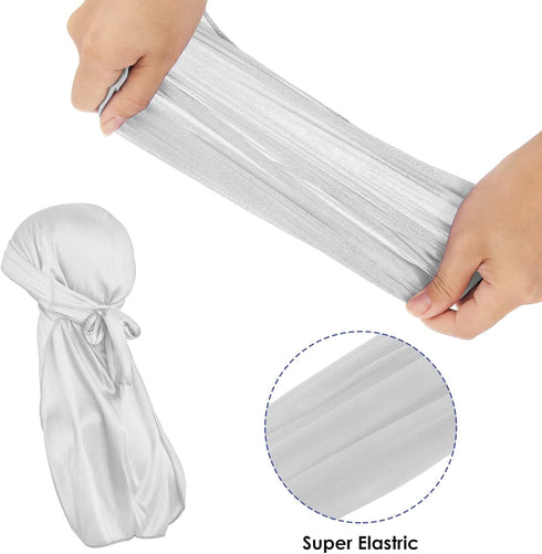 Silk Durag Long Tail Durag Breathable Pirate Headwraps Cap for 360 Waves Soft Bandana Turban Hat Hair Loss Chemo Cap...