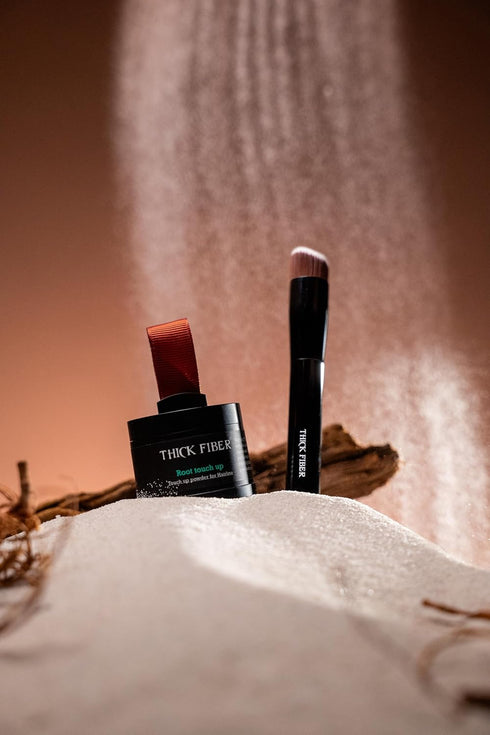 THICK FIBER Root Touch Up Powder, Root Cover Up Hairline Powder for Thin Hair - Water & Sweat Resistant Hair Loss Concealer Set with Hair Powder f...