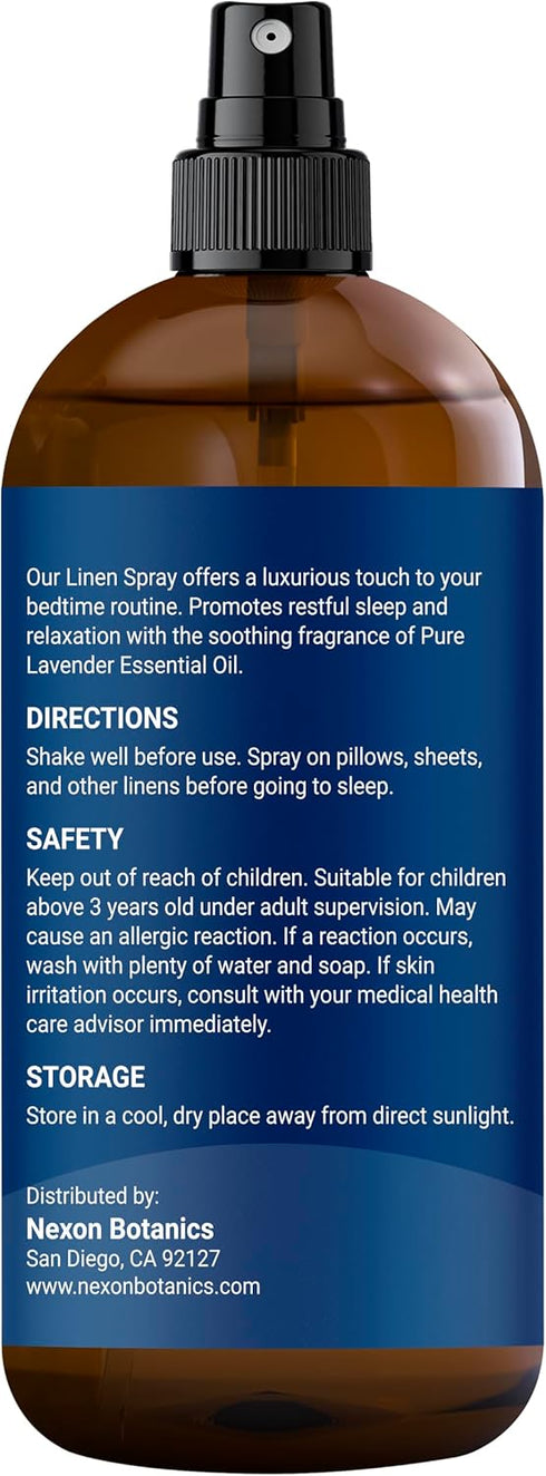 Lavender Linen Spray 8 fl oz - Refreshing Bed Linen Spray - Fabric Refresher Pillow Spray for Bedding, Bed Sheets - Nexon Botanics...