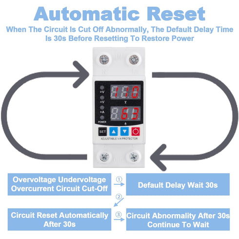 Smart Circuit Breaker with Energy Monitoring, Adjustable Voltage and Current Protection (1-63 Amp),AC Disconnect Current Adjustable Voltage Protec...