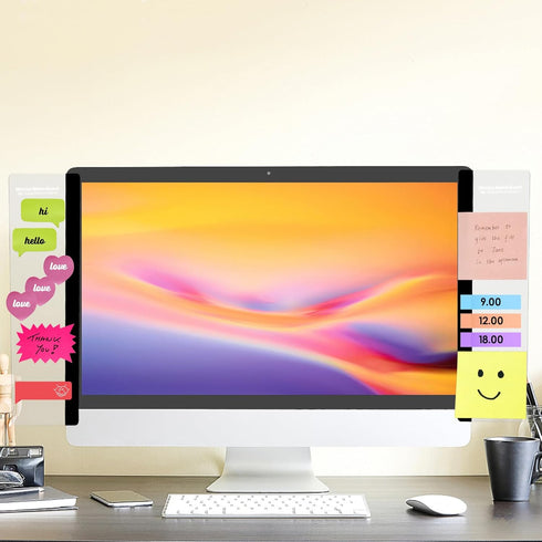 Office Desk Accessories 2pcs Monitor Memo Board Computer Message Board Office Supplies for Women Men Computer Sticky Note Holder with Functional A...