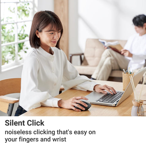ELECOM Wireless Mouse Ergonomic shape, 2.4Ghz with Receiver, Silent Click, 20-Month Battery Life, 2000DPI, 3 buttons, Optical Sensor, Compatible w...