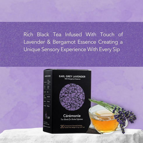 Ceremonie Earl Grey Lavender Tea - Rich Black Tea Infused With Touch of Lavender & Bergamot Essence - Gentle, Light-Bodied, Kosher & Aromatic - Ca...