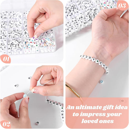 Beadsky Letter Beads, 1456PCS Bracelet Making Kit for Teen Girls, 28 Styles Friendship Bracelets Jewelry Making Kit, DIY Beading Bracelets Kit Alp...