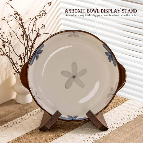 Plate Stand, 6.5 Inch Bowl Stands for Display, Wooden Easel Frame Holder, Display Stand for Large Deep Bowls Platters and Dishes, 6.5" H x 9" W x ...