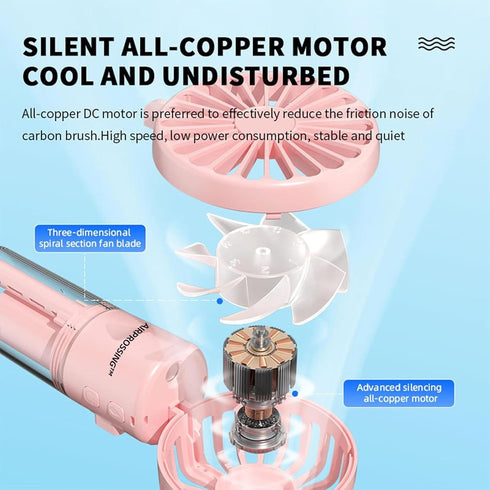 Portable Handheld Misting Fan?Rechargeable Battery Operated Spray Water Mist Fan Foldable?4 Speeds?Small Personal Cooling Fans for Outdoor,Travel,...