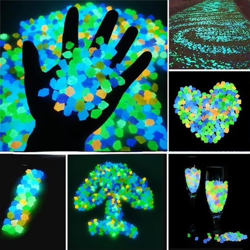 Fish Tank Aquarium Decoration Set, Mini 100pcs Glowing Pebbles Liminous Rocks, Teatle Mermaid Starfish Coral Treasure Chest Ornaments for Micro La...
