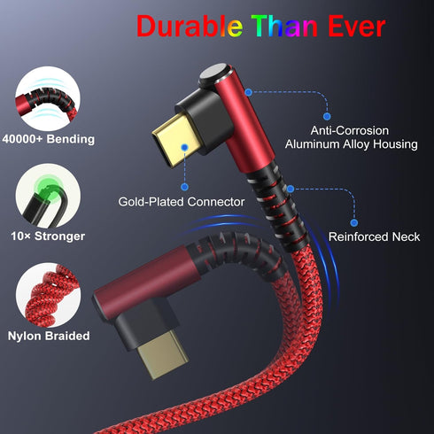 OKRAY USB C Cable, 2-Pack 10ft iPhone 15 Charger Cord USB-C to C 90 Degree Right Angle 60W Fast Charging Compatible for iPhone 15 Pro Max Plus, Ma...