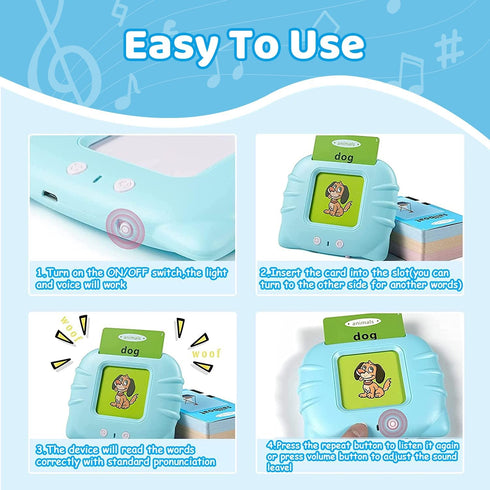 Talking Flash Cards Educational Toys, Autism Sensory Toys Learning Toys for Toddlers - Montessori Toys Flash Cards for Age 2 3 4 5 6(Blue)...