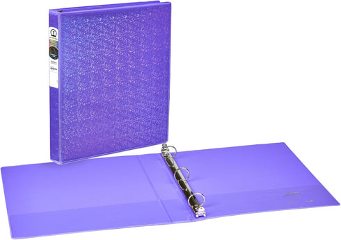 Avery Luxe Collection Durable Holographic 3 Ring Binder, Customizable View Cover, 1 Inch Round Rings, 1 Holographic Violet Binder (03226)...
