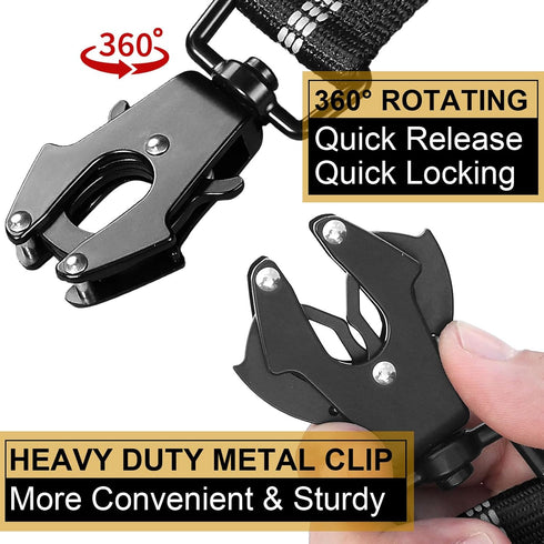 Heavy Duty Dog Leash, 4-6FT Shock Absorbing Tactical Dog Leash with 2 Padded Handles, Advanced Easy Metal Clip, No Pull Reflective Dog Leash for M...