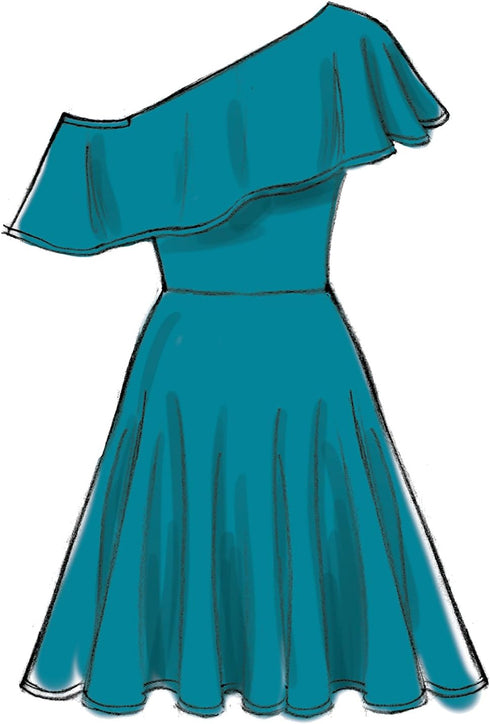 McCall's Patterns Miss Petite Dresses with Shoulder and Skirt Variations...