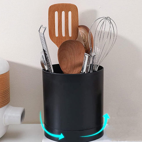 Utensil Holder,360 Degree Rotatable Compartment Design Large Kitchen Utensil Holder,Anti Slip Durable PP Chopstick Basket Tableware Storage Contai...