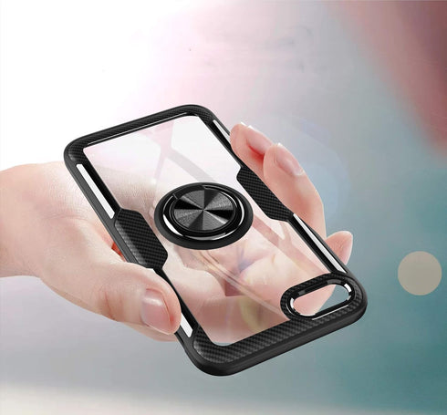 SORAKA Clear Case for iPhone SE 2022/iPhone 8/iPhone 7 with Ring Holder,Slim Fit Case Transparent Hard PC Cover iPhone SE 2020 Case with Metal Pla...