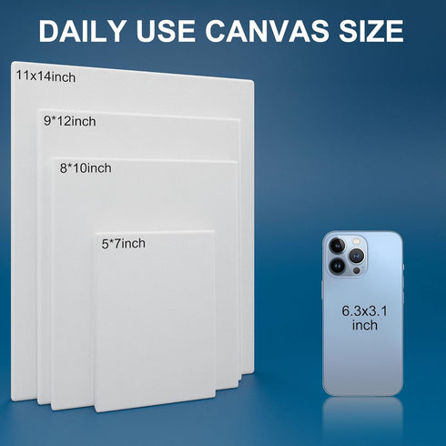 Artkey Canvases for Painting 8 x 10 Inch 10 - Pack, 5/8" Profile Stretched Canvas - 10 oz Primed, 100% Cotton White Blank Canvas - Art Paint Canva...