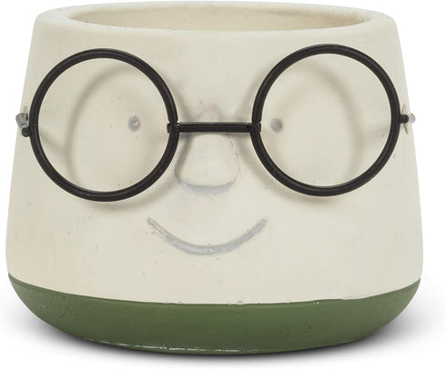 Abbott Collection Small Face Planter with Glasses-3.5" D...