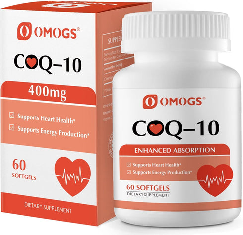 CoQ10 400mg Softgels, Coenzyme Q10 High Absorption Supplements Support Heart Health, Cardiovascular Health, Immune System & Cellular Energy Produc...