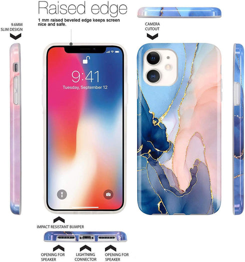 JAHOLAN Compatible with iPhone 11 Case Gold Glitter Sparkle Marble Design Clear Bumper TPU Soft Rubber Silicone Cover Phone Case for iPhone 11 - P...