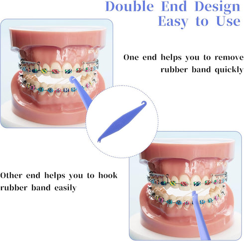 simarro 500Pcs Orthodontic Elastic Rubber Bands, Teeth Rubber Band with 5 Pieces Placers for Braces Dental Tools for Fix Tooth Gap, Braces, Crooke...