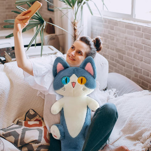 FANGYU Cute Plush Shark cat Toy, Cartoon Soft Stuffed Pillow Long Throw Sleeping Pillow,Shark Gifts for Kids (50cm/19.6in)...