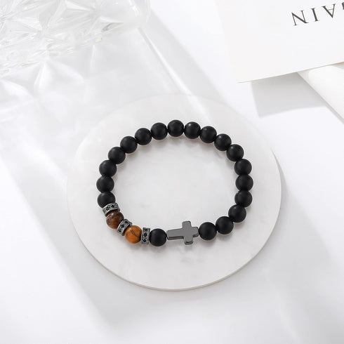 Cross Bracelet for Men Father Dad Husband Son Brother Boyfriend Father's Day Baptism Communion Birthday Graduation Anniversary Christmas Christian...
