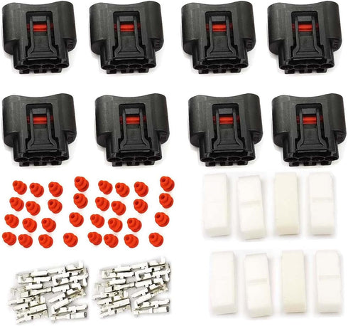 8Pcs Ignition Coil 4 Pin Plug Connector Denso waterproof black socket #90980-11885/7283-7449 Compatible with To-yota Le-xus Camry Yaris...