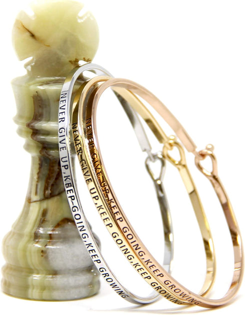 by you Inspirational Positive Quote Message Engraved Thin Cuff Bangle Hook Bracelet...