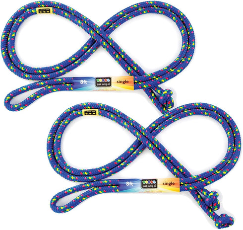 Just Jump It 8' Foot Jump Rope 2 Pack - Active Outdoor Youth Fitness Exercising Equipment - Kid Friendly Braided Nylon Gym Accessories...