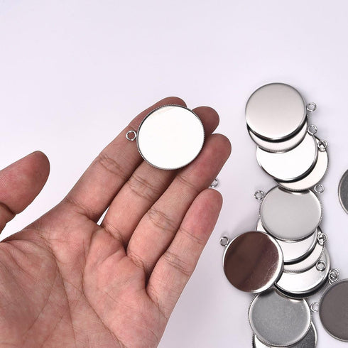 20pcs Stainless Steel Pendant Trays for Jewelry Making Finding Round Bezel 30x30mm...