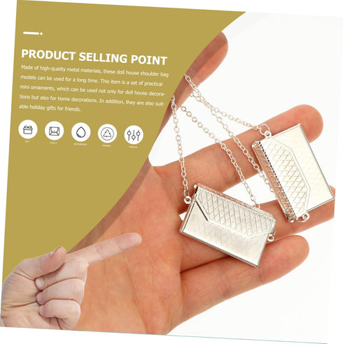 Toyvian 2pcs Dollhouse Metal Bag Doll Handbags Miniature Handbag Mini Metal Handbag Mini Doll House Model Accessories Handbag Bjd Dollhouse Bag La...