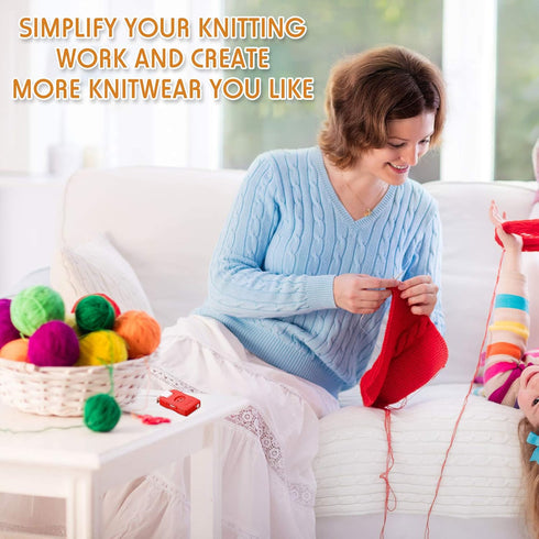 2 Pieces Knitting Counter, Stitch Counter Kacha Needle Marking Tool Plastic Knitting Crochet Stitch, Red...