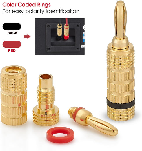 WGGE WG-3333 24k Gold Plated Speaker Banana Plugs-Closed Screw Type (12 Pairs (24 Plugs))...