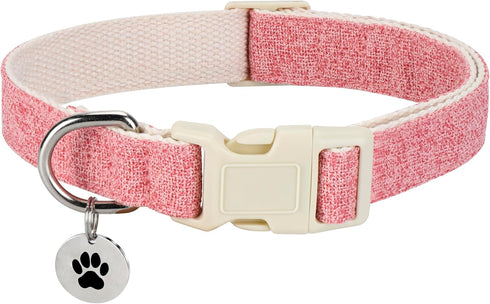 Breathable Cotton Dog Collar,Soft Padded,Cute Dog Collar,Heavy Duty Dog Collar,Adjustable for Small Medium Large Dog,Pink,Medium Size...