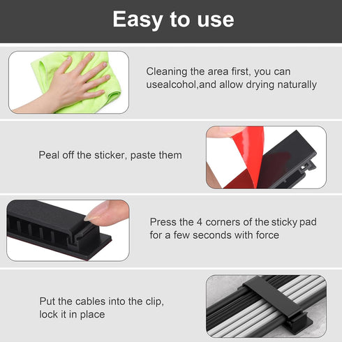 Cable Management Clips, 20Pcs Cable Organizers Wire Clips Cord Holder for TV PC Ethernet Cable Desk Home Office (Black)...