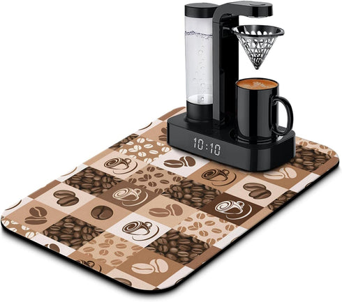 Coffee Bar Mat Accessories for Countertop Super Absorbent Anti-Slip Silicone Dish Drying Mats for Kitchen Counter Draining Pad Decor Gift Fit Coff...