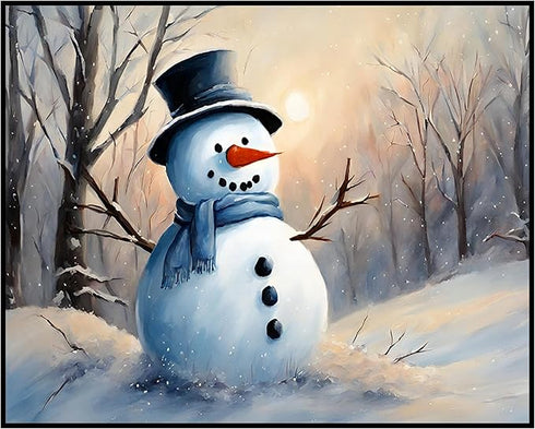 Posterizer 1 pcs-cute snowman in snowy wintery nature 4-Landscape & Nature Art-Holiday Poster Collection-Living Room Bedroom Decor- unframed wall ...