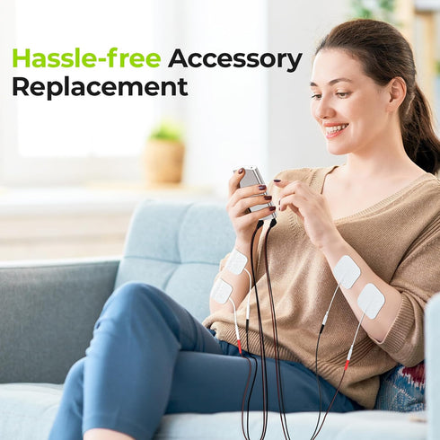 AUVON 2 x TENS Unit Electrode Lead Wires, Premium Lead Wires with Soft TPE Material for 40,000+ Bends, Universal and Compatible with Most TENS Uni...