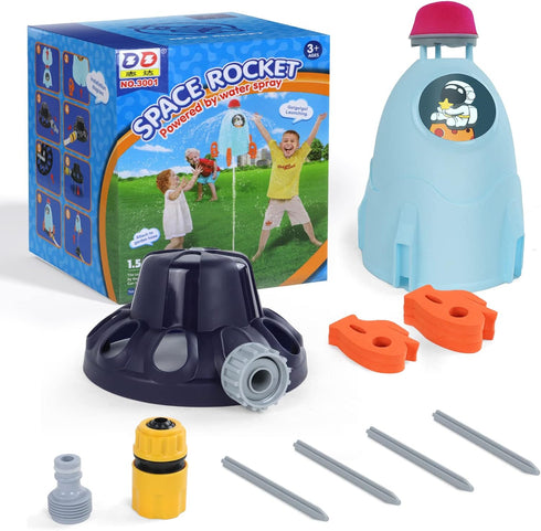 Outdoor Water Sprinkler for Kids & Toddlers - Rocket Design Water Powered Liftoff 9-16ft & Spin, Outside Kids Sprinkler for Yard Pool Garden - Sum...