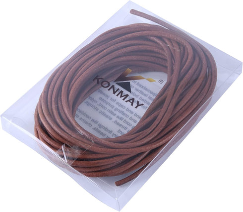 KONMAY 4.0mm Round Real Leather Cord, 10 Yards Dark Natural Leather String Cord for Jewelry Making, Necklaces, Bracelets and Crafting...