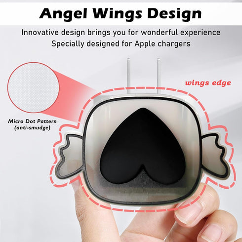 Cute Cable Protector for iPhone Charger with Angel Wings Design, Love Heart Pattern Data Line USB Cover Cord Saver Lightning Cable Case for iPhone...