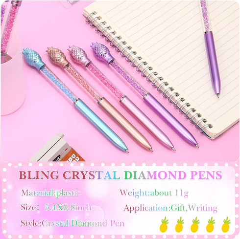 24 Pieces Big Crystal Diamond Pens Bling Ballpoint Pen Black Ink Rhinestones Pen for School Office Supplies Christmas Wedding Birthday Present, 4 ...
