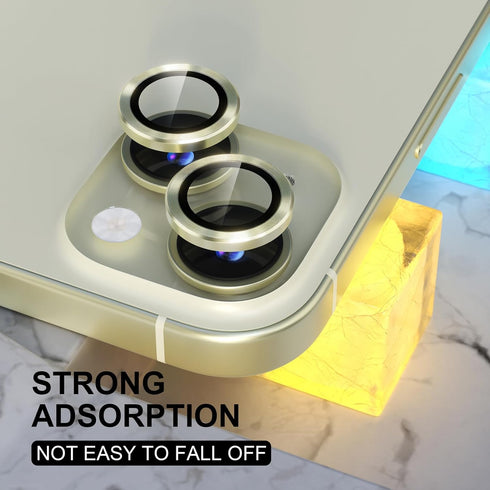 Choiche Compatible for iPhone 15 /iPhone 15 Plus Camera Lens Protector, 9H Tempered Glass Camera Cover Screen Protector Metal Ring Decoration Acce...