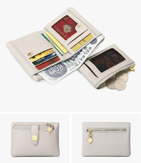 AOXONEL Womens Wallets Bifold Rfid Small Wallets for Women Compact Ladies Wallets Leather Womens Billfold with Removable Card Holder Zipper Coin P...