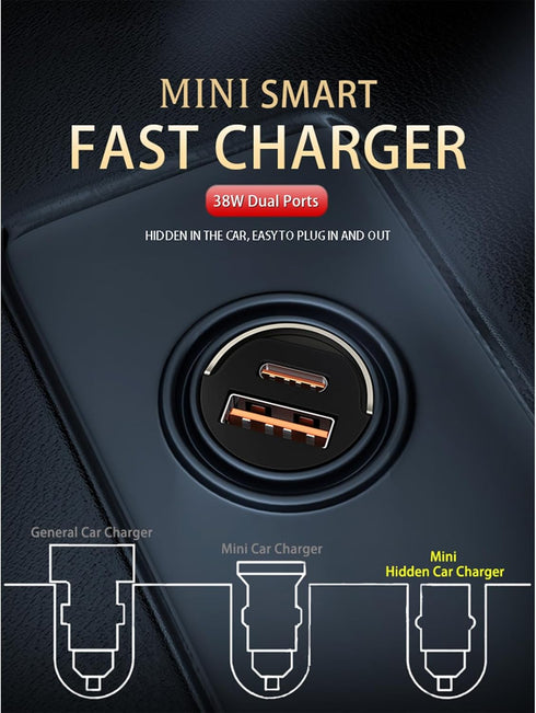 USB C Car Charger, YIHAIXINGWEI Fast Car Charger Dual Port, Mini Metal Cigarette Lighter USB Charger for iPhone14/13 Pro Max Samsung S23/S22 (Pull...
