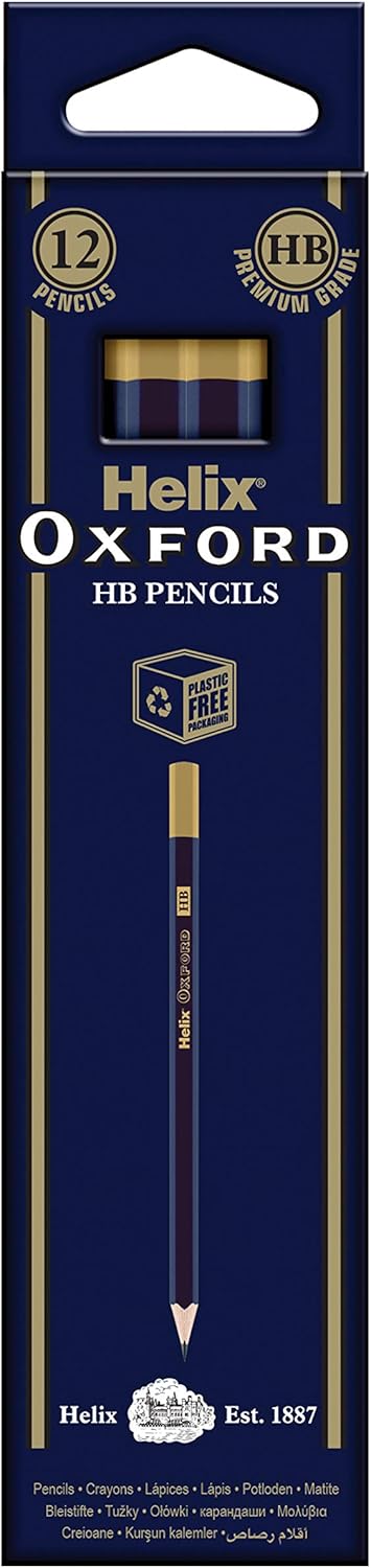 Helix Oxford Hb Grade Graphite Pencils (Pack of 12) with Plastic Free Packaging...