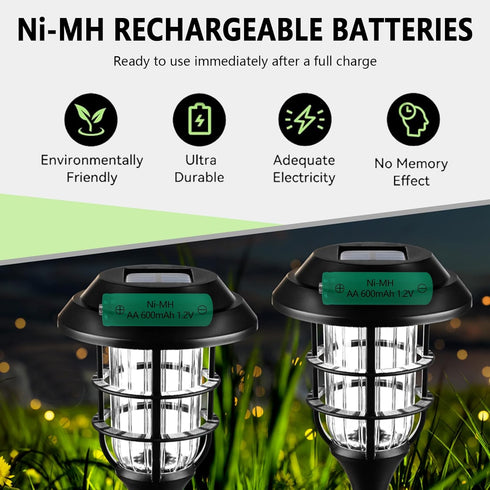 Rechargeable AA Batteries NIMH 600mAh 1.2V Double A Rechargeable Battery for Solar Garden Lawn Landscaping Light, 8 Pack, Blue...