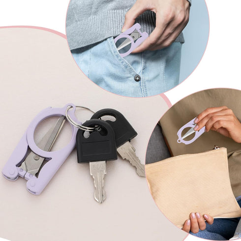 4Pcs Mini Folding Badge Reel Scissors Stainless Steel Scissors with Safety Cap Scissors Travel Scissors Mini Shear Tiny Cutter for Cutting Scrapbo...