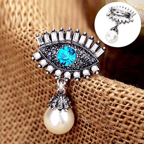 Retro Evil Eyes Crystal Brooches Pins Fashion Beautiful Created Rhinestone Abstract Eyes Brooch Good Idea for Party Dance Wedding Banquet for Eleg...