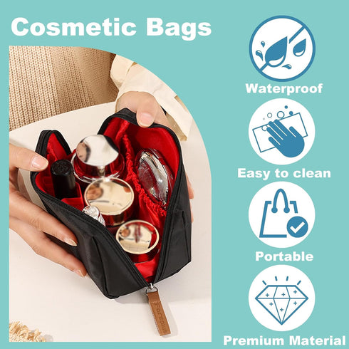 2 Pack Portable Small Makeup Bag for Purse, Waterproof Cosmetic Pouch Bags with Zipper, Travel Skin Care Pouches for Women Skincare Make Up Toilet...