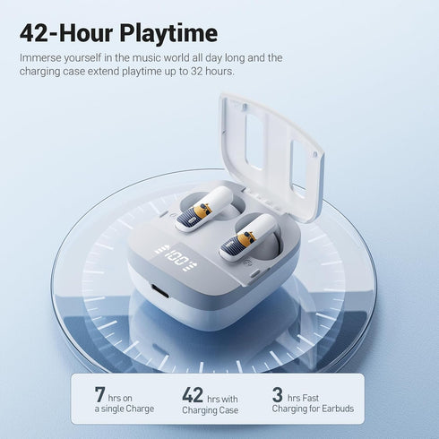 Bluetooth 5.3 Headphones True Wireless Earbuds,LED Power Display in-Ear Earphones with 42H Playtime Sports, IPX5 Waterproof with Mic for TV Smart ...